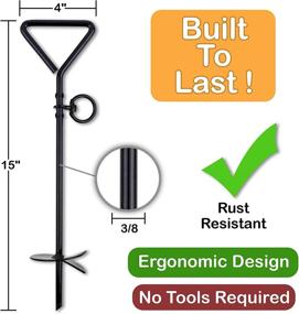 img 1 attached to 🐾 DymonePets Heavy Duty Dog Tie Out Stake for Yard, Camping, Beach, and Outdoors - Rust Resistant Galvanized Steel Ground Anchor with 360° Swivel Ring for Tangle Free Cable, Runner, Leash, Chain, and Lead