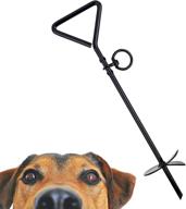 🐾 dymonepets heavy duty dog tie out stake for yard, camping, beach, and outdoors - rust resistant galvanized steel ground anchor with 360° swivel ring for tangle free cable, runner, leash, chain, and lead logo