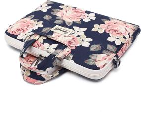 img 2 attached to 🌹 Canvaslife White Rose Pattern Waterproof Laptop Shoulder Messenger Bag Sleeve for 14-15 Inch Laptop Case Briefcase 15.6 Inch