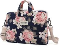 🌹 canvaslife white rose pattern waterproof laptop shoulder messenger bag sleeve for 14-15 inch laptop case briefcase 15.6 inch logo