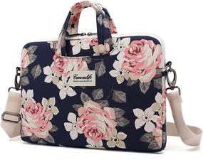 img 4 attached to 🌹 Canvaslife White Rose Pattern Waterproof Laptop Shoulder Messenger Bag Sleeve for 14-15 Inch Laptop Case Briefcase 15.6 Inch