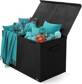 img 4 attached to 👶 Mindspace Oxford Collection Black Toy Chest with Lid - Perfect Storage Solution for Kids' Toys in Playroom & Living Room