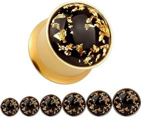 img 2 attached to 💎 Glam up with KUBOOZ: Simple Golden Gold-Foil Ear Plugs for Piercings