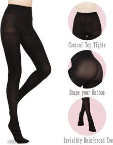 img 3 attached to 👖 Enhance Your Style with 2 Pairs of Control Top 40D Nylon Leggings: Semi Opaque Tights for Women