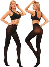 img 1 attached to 👖 Enhance Your Style with 2 Pairs of Control Top 40D Nylon Leggings: Semi Opaque Tights for Women