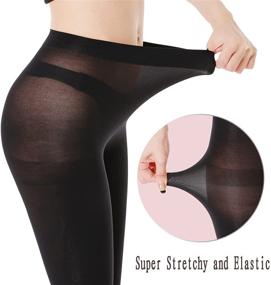img 2 attached to 👖 Enhance Your Style with 2 Pairs of Control Top 40D Nylon Leggings: Semi Opaque Tights for Women