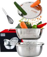 🥗 dzht 11 inch multifunctional stainless steel basin vegetable/cheese cutter: grater, drain basket, and salad maker bowl in 1 - kitchen essential logo