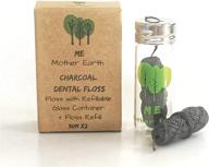 zero waste vegan bamboo charcoal dental floss: refillable glass container, free refill, eco-friendly oral care solution with peppermint essential oil logo