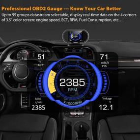 img 3 attached to 🚗 KONNWEI KW206 Car OBD2 HUD Digital Meter RPM Gauge - All-in-One Smart OBD Speedometer with Trip Computer, Tachometer, Water Temperature, Fuel Pressure Tester for 1996 and Newer Cars