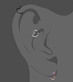 img 1 attached to Body Jewellery Set: 2pcs 18g 3/8 Heart Hoop Earring for Cartilage, Rook, Tragus, Helix, Steel Anodized Conch, Auricle, Lobe - Choose Color