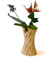 🌳 sustainable orchard wood hand-cut roro mango wood concave vase logo