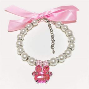 img 3 attached to Stunning Pearl Necklace Jewelry for Small Dogs - Glamorous Rhinestones & Paw Charm - Perfect Accessories for Chihuahuas, Yorkies & More!