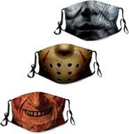 👻 spooky style alert: 3pcs men's halloween mask with 6pcs filter – washable horror movie face cover for youth and adult logo