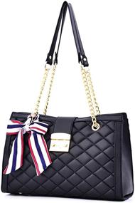 img 4 attached to Stylish Leather Satchel Shoulder Women's Handbags & Wallets by Designer X: The Epitome of Fashion