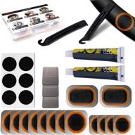 🚲 exppsaf bike inner tire patch repair kit: 14 pcs vulcanizing patches, 6 pcs pre glued patchs, metal rasp, lever, and portable storage box - ideal for mtb bmx road mountain bicycle travel logo