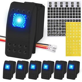 img 4 attached to 🚤 DaierTek Marine Boat Rocker Switch 12V - Lighted Blue LED Waterproof 12 Volt Rocker Switch for UTV RZR - SPST 3 Pin ON/Off 20A Heavy Duty - 7Pack with Night Glow Sticker