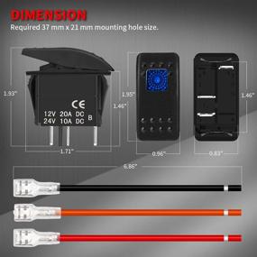 img 3 attached to 🚤 DaierTek Marine Boat Rocker Switch 12V - Lighted Blue LED Waterproof 12 Volt Rocker Switch for UTV RZR - SPST 3 Pin ON/Off 20A Heavy Duty - 7Pack with Night Glow Sticker