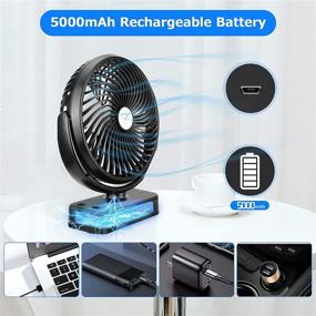 img 1 attached to 🏕️ TDONE Camping Fan with LED Light: Long-Lasting Battery Operated Tent Fan, Up to 50 Hours of Work Time, Rechargeable Fan, 7 inch USB Desk Fan with Hanging Hook for Outdoor Camping Tent Travel Car RV Office