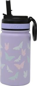 img 3 attached to MIRA 12 oz Stainless Steel Water Bottle - Ultimate Insulation for 24 Hours Cold, 12 Hours Hot - Wide Mouth & Double Wall Vacuum Insulated - BPA-Free Straw Lid Cap - Butterflies+