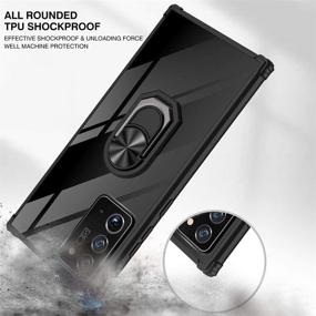 img 2 attached to 📱 Newseego Samsung Galaxy Note 20 Ultra 5G Case - Armor Dual Layer with Metal Ring Holder Kickstand and Tempered Glass Screen Protector - Black