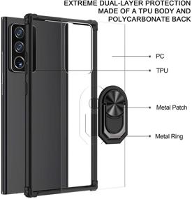 img 3 attached to 📱 Newseego Samsung Galaxy Note 20 Ultra 5G Case - Armor Dual Layer with Metal Ring Holder Kickstand and Tempered Glass Screen Protector - Black