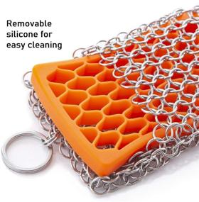 img 2 attached to 🔧 Efficient Kitchen-Pro Cast Iron & Pyrex Chainmail Scrubber with Silicone Insert - Lifetime Warranty