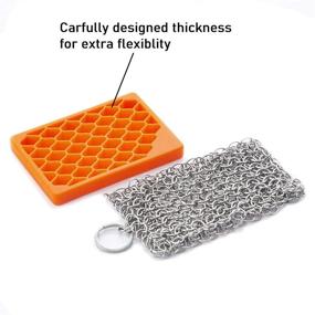 img 3 attached to 🔧 Efficient Kitchen-Pro Cast Iron & Pyrex Chainmail Scrubber with Silicone Insert - Lifetime Warranty