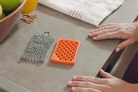 img 1 attached to 🔧 Efficient Kitchen-Pro Cast Iron & Pyrex Chainmail Scrubber with Silicone Insert - Lifetime Warranty