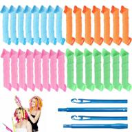 🌀 effortless heatless spiral curlers: 30 pcs styling kit with 2 hooks - get perfect spiral curls easily! (assorted colors, 11.8in) logo