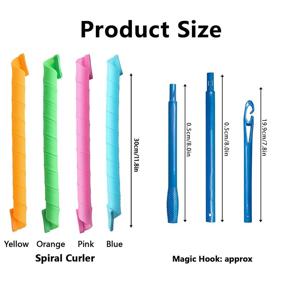 img 2 attached to 🌀 Effortless Heatless Spiral Curlers: 30 Pcs Styling Kit with 2 Hooks - Get Perfect Spiral Curls Easily! (Assorted Colors, 11.8in)