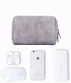 img 2 attached to 👜 KOSOKO Electronics Organizer Bag - Waterproof Leather Tech Storage Pouch for Earphones, Flash Drives, SD Cards, Chargers, Hard Drives, Power Banks, Cable Cords (PU Gray)