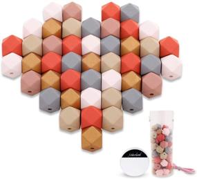 img 4 attached to 🔲 66PCS 0.8”/20mm Geometric Faceted Wood Beads - 6 Vibrant Candy Colors - Painted Polygons Spacer Loose Unfinished Wooden Beads for DIY Art, Craft, and Handmade Jewelry Making Projects