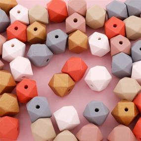 img 3 attached to 🔲 66PCS 0.8”/20mm Geometric Faceted Wood Beads - 6 Vibrant Candy Colors - Painted Polygons Spacer Loose Unfinished Wooden Beads for DIY Art, Craft, and Handmade Jewelry Making Projects