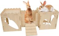 🏰 extra large handmade wooden rabbit castle hideout tunnel playhouse - perfect bunny fort for chinchilla guinea pig hamster hideout habitat with ladder & tunnel - small animal rest and play house логотип