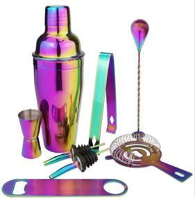 img 1 attached to Boston Cocktail Shaker Rainbow Martini Bar Tool Set Stainless Bartender