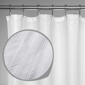 img 3 attached to 🚿 BINO 'Herringbone' Fabric Shower Curtain - 70" x 72" - White Bathroom Curtain, Shower Curtains for Bathroom Showers