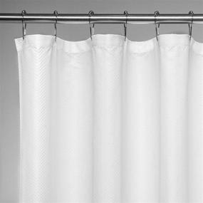 img 1 attached to 🚿 BINO 'Herringbone' Fabric Shower Curtain - 70" x 72" - White Bathroom Curtain, Shower Curtains for Bathroom Showers