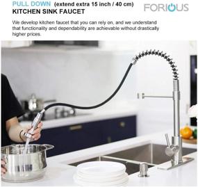 img 2 attached to Forious Kitchen Faucet: Pull Down Sprayer, Commercial Spring Sink Faucet, Single Handle with Deck Plate - Brush Nickel Finish