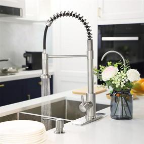 img 3 attached to Forious Kitchen Faucet: Pull Down Sprayer, Commercial Spring Sink Faucet, Single Handle with Deck Plate - Brush Nickel Finish