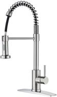 forious kitchen faucet: pull down sprayer, commercial spring sink faucet, single handle with deck plate - brush nickel finish logo