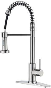img 4 attached to Forious Kitchen Faucet: Pull Down Sprayer, Commercial Spring Sink Faucet, Single Handle with Deck Plate - Brush Nickel Finish