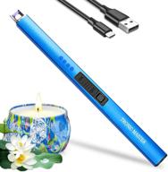 🕯️ sapphire blue usb rechargeable electric plasma arc lighter - windproof & flameless candle lighter with retractable head logo