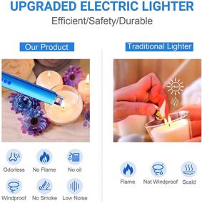 img 3 attached to 🕯️ Sapphire Blue USB Rechargeable Electric Plasma Arc Lighter - Windproof & Flameless Candle Lighter with Retractable Head