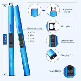 img 1 attached to 🕯️ Sapphire Blue USB Rechargeable Electric Plasma Arc Lighter - Windproof & Flameless Candle Lighter with Retractable Head