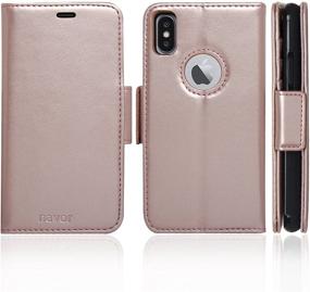 img 3 attached to 📱 Чехол-бумажник Navor Vajio Series Rosé Gold для iPhone Xs/X - защита от RFID, съемный дизайн и отверстие для логотипа