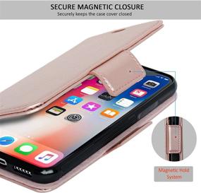 img 1 attached to 📱 Чехол-бумажник Navor Vajio Series Rosé Gold для iPhone Xs/X - защита от RFID, съемный дизайн и отверстие для логотипа