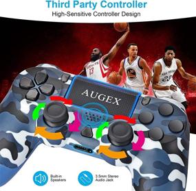 img 2 attached to 🎮 AUGEX 2-Pack PS4 Remote Controllers | Compatible with Playstation 4, Wireless Joystick for Kids, Son, Man (Blue Camouflage & Titanium Blue Control) - Not Original Camo Game Mando Controller