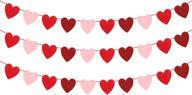 ❤️ felt heart garland for valentine's decor - set of 30, no diy required, red, rose, light pink heart banner, heart garland décor, love valentine's day decoration for romantic atmosphere логотип