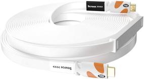 img 3 attached to 🔌 Плоский кабель HDMI 75ft от Postta - Поддерживает 4K(2160P), 3D, 1080P, Ethernet, Audio Return - Кабель HDMI 2.0 с встроенным усилителем сигнала (Бело-Оранжевый)