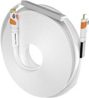 🔌 плоский кабель hdmi 75ft от postta - поддерживает 4k(2160p), 3d, 1080p, ethernet, audio return - кабель hdmi 2.0 с встроенным усилителем сигнала (бело-оранжевый) логотип